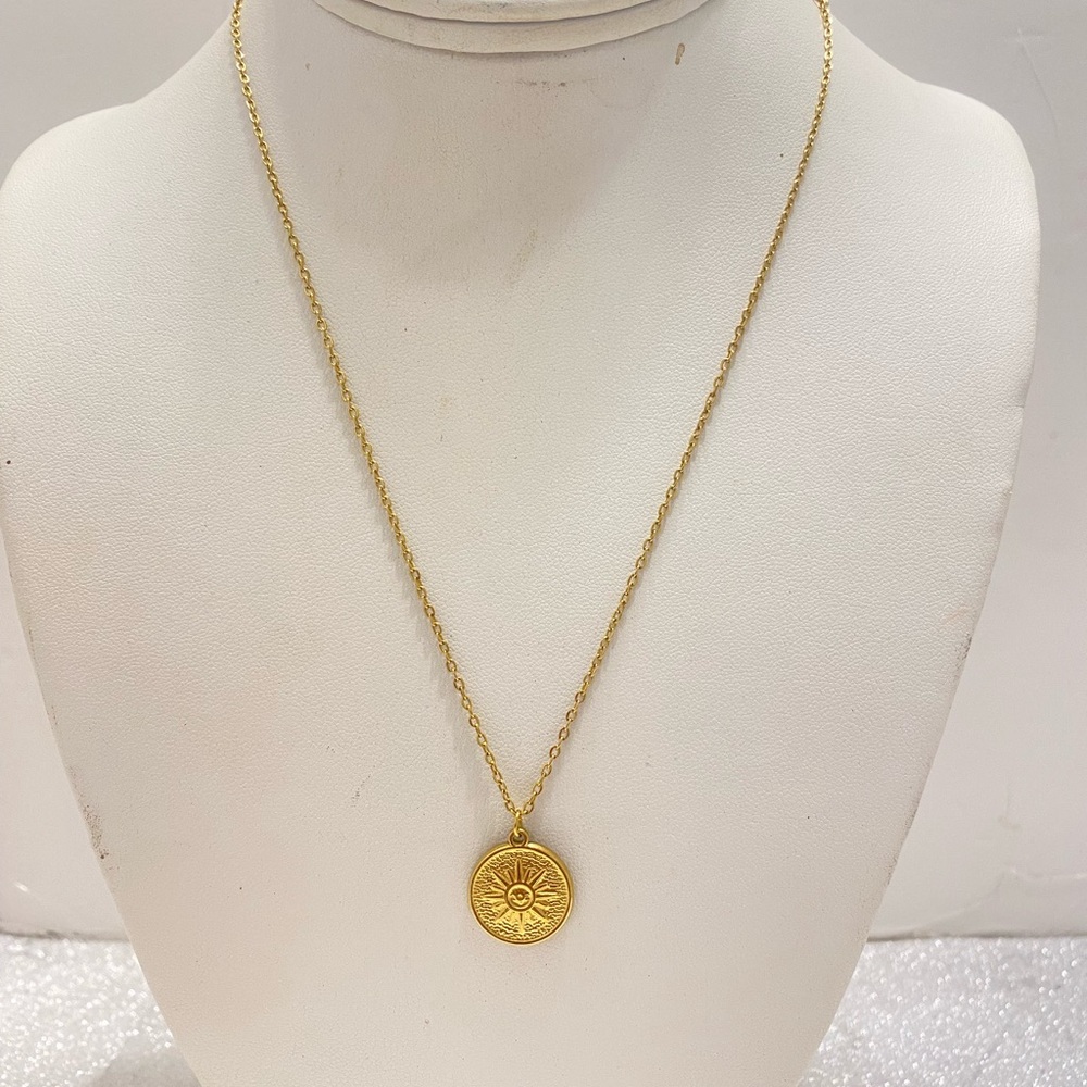 Gold Sun Pendant Necklace - Picture 2 of 7